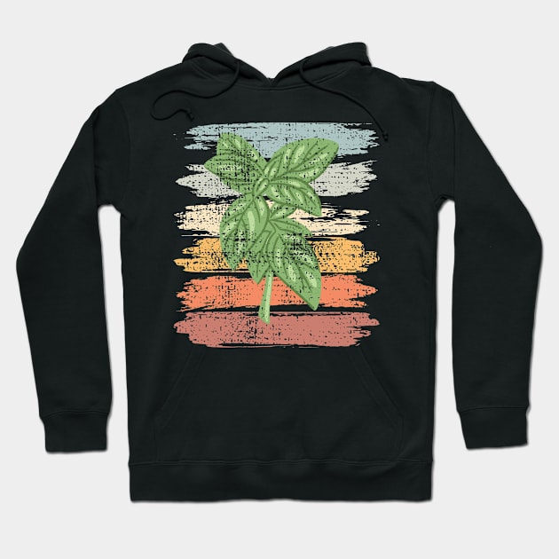 Herbal Basil-Herb Retro Design Hoodie by Shiva121